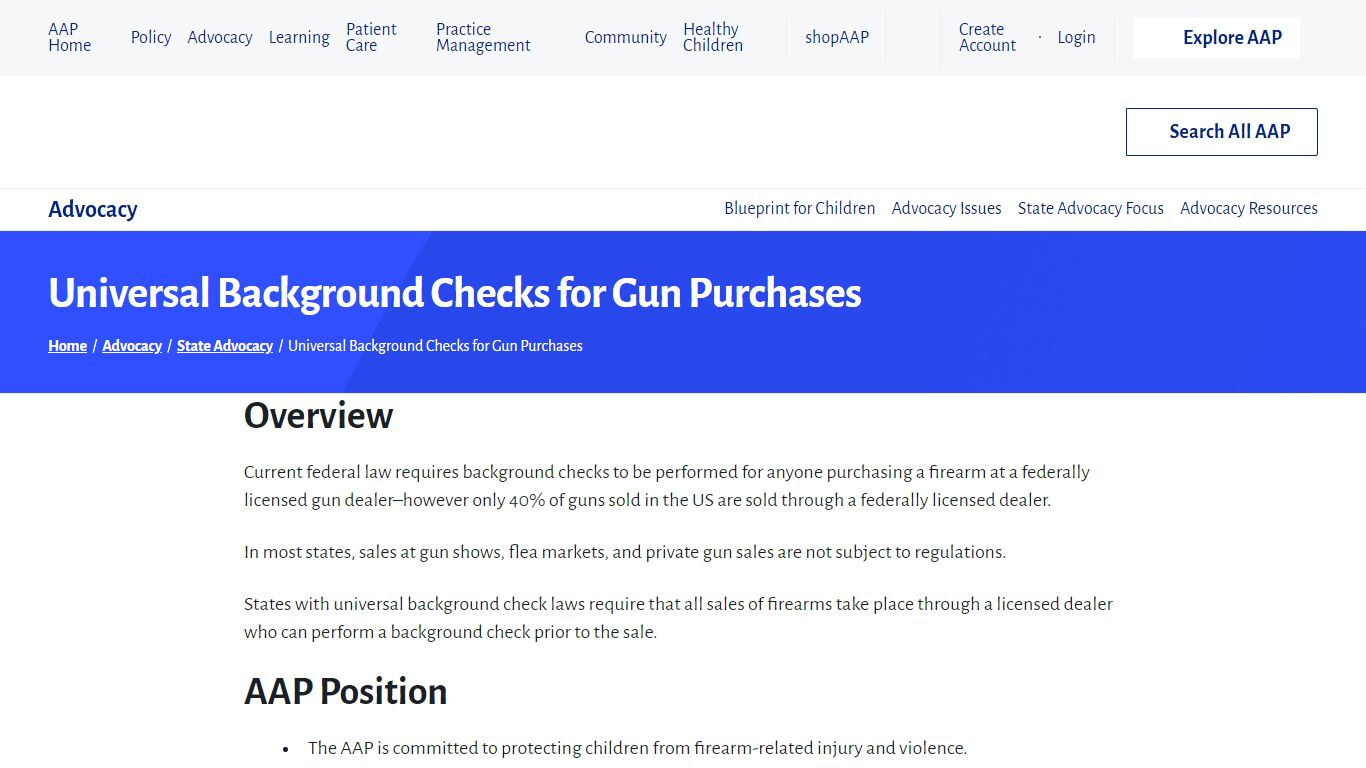 Universal Background Checks for Gun Purchases - AAP