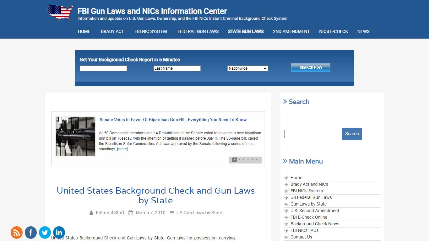 United States Background Check and Gun Laws by State